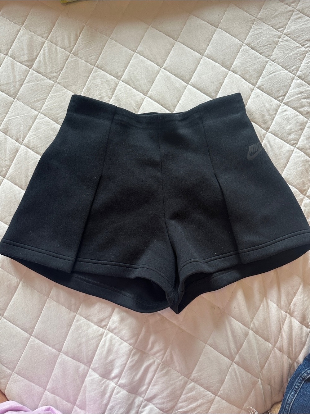Nike Women's Black Athletic High-Rise Pleated Shorts